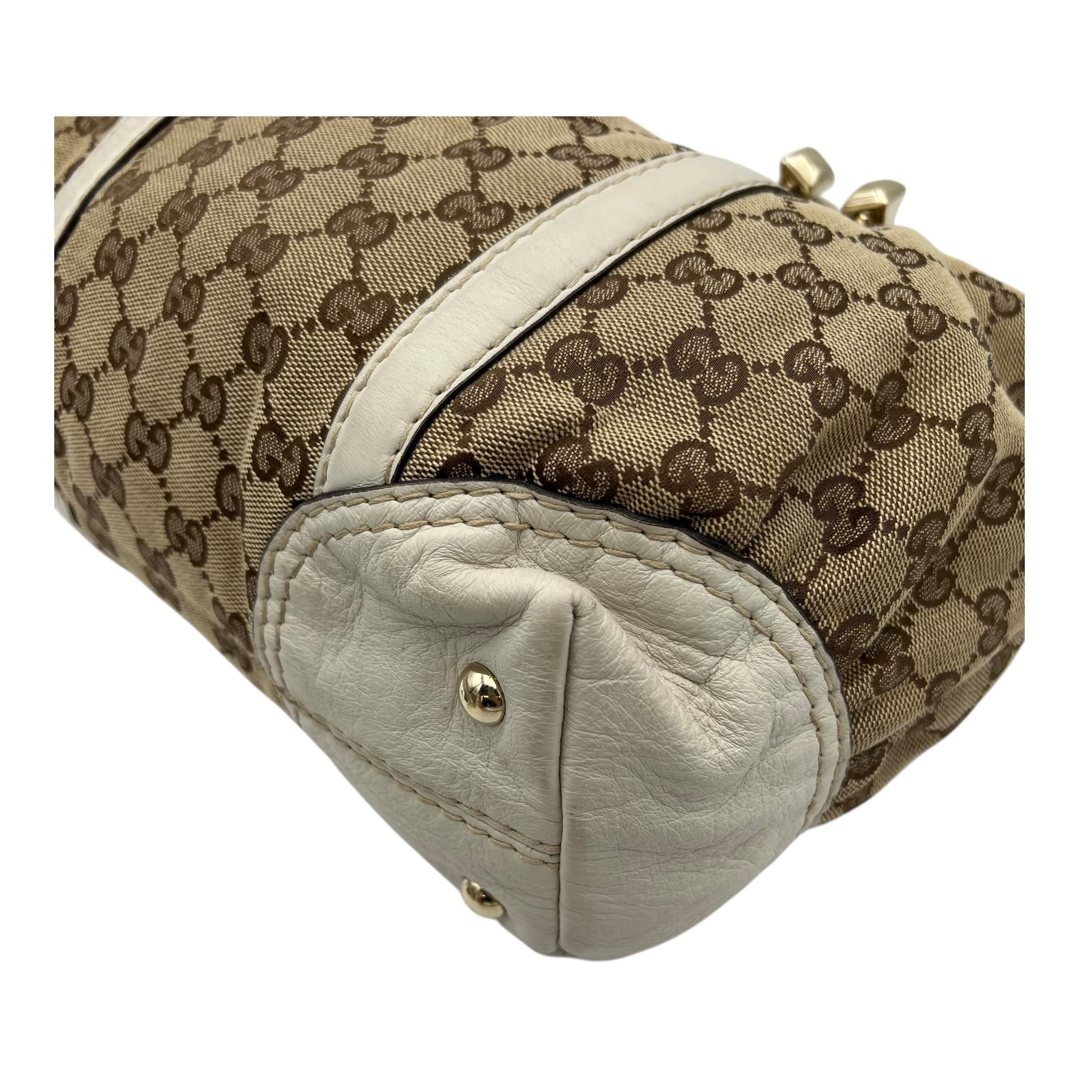 Boston Top Handle Bag Brown in Canvas, Gold hardware - Image 10