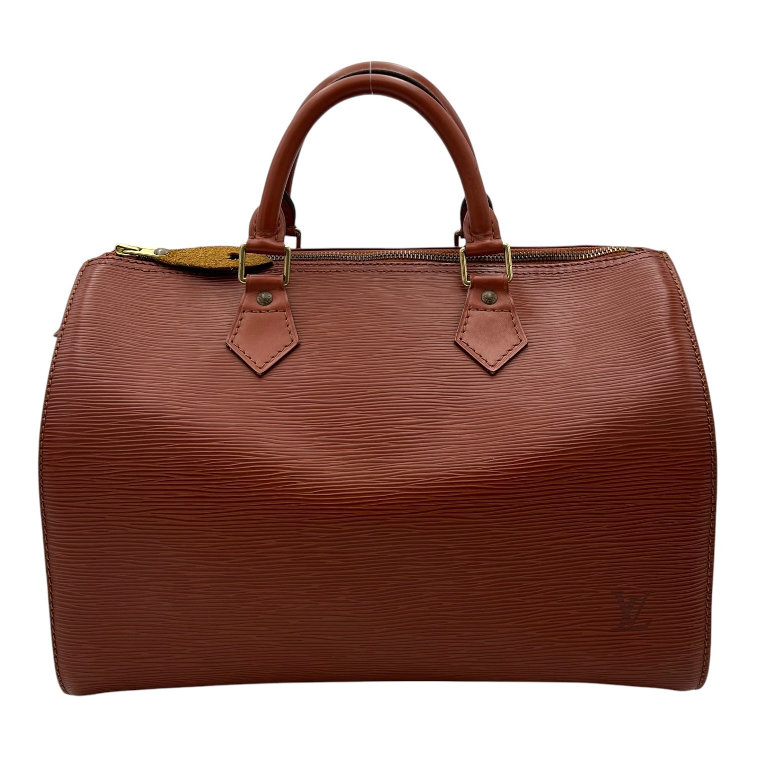Speedy Brown Top Handle Bag in Epi Leather, Gold hardware - Image 3