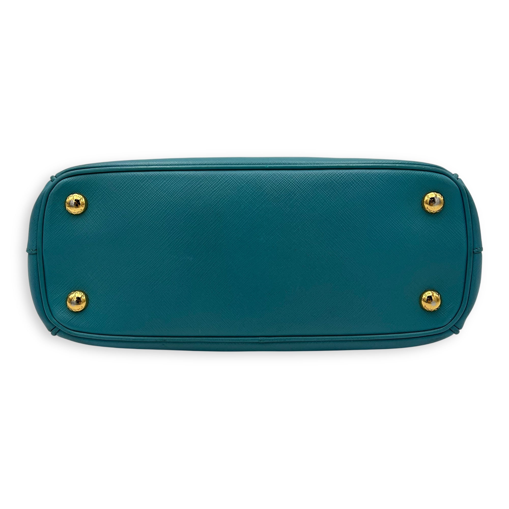 Galleria Top Handle Bag Blue in Saffiano Leather, Gold hardware - Image 6