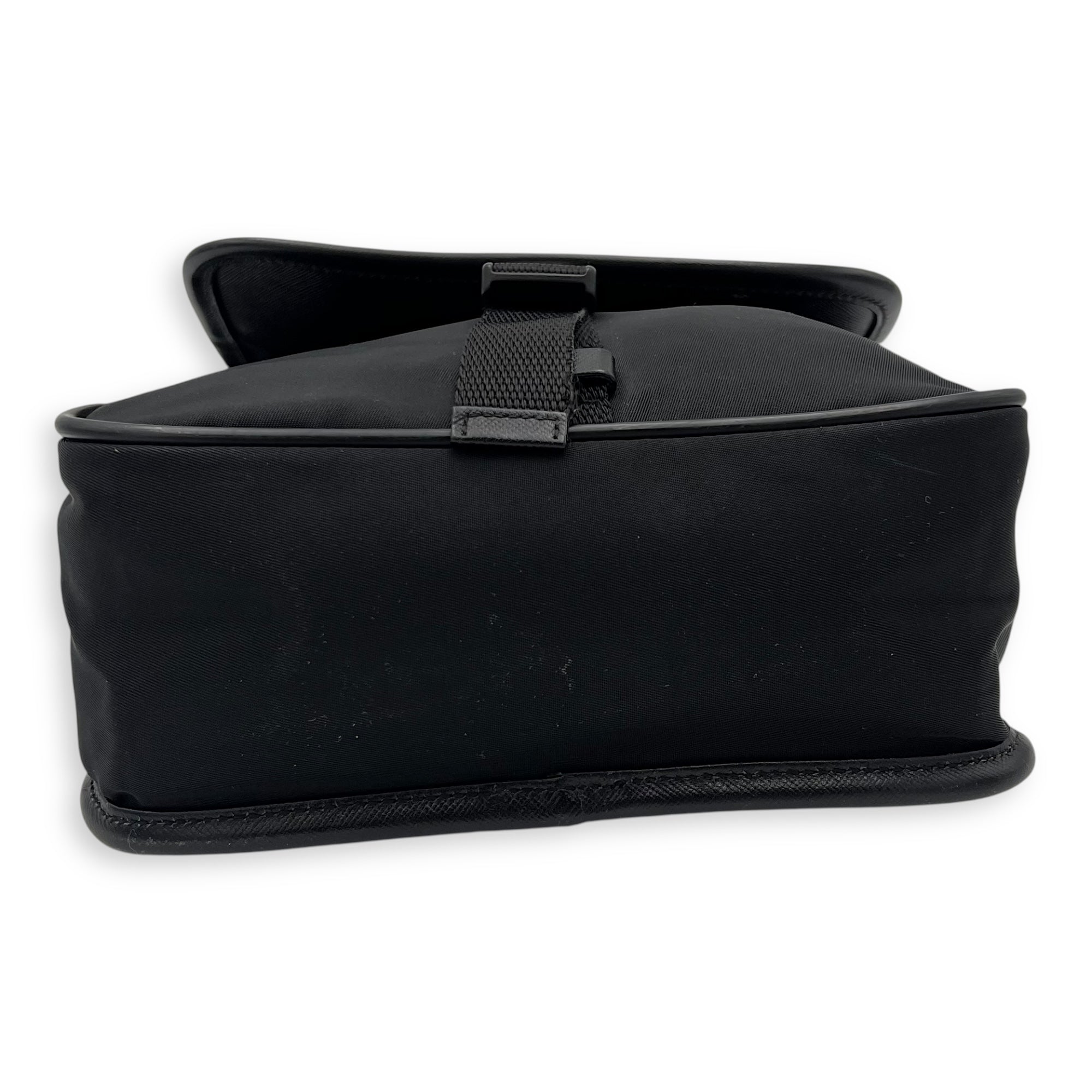 Logo Messenger Black in Nylon, Silver hardware - Image 6