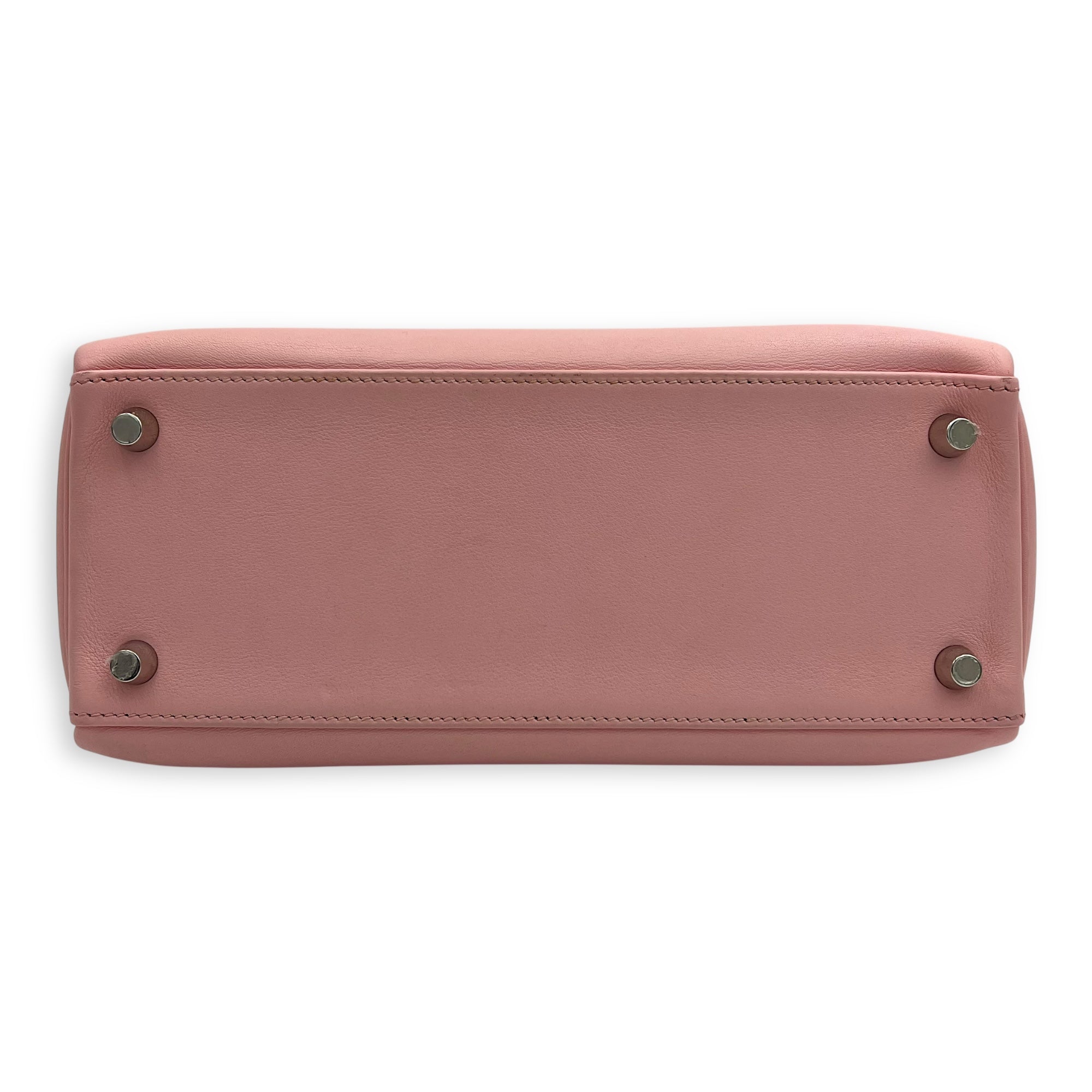 Kelly 25 Sakura Pink Top Handle Bag in Swift, Palladium hardware - Image 6