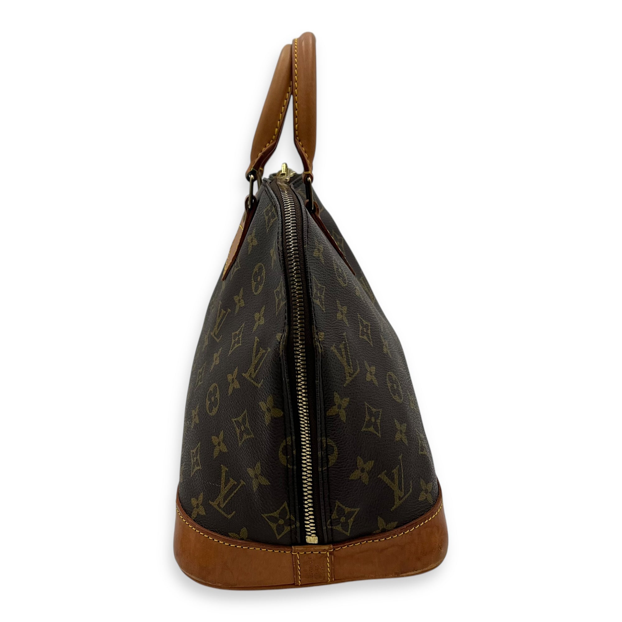 Alma Top Handle Bag PM Brown in Monogram Coated Canvas, Gold hardware - Image 5