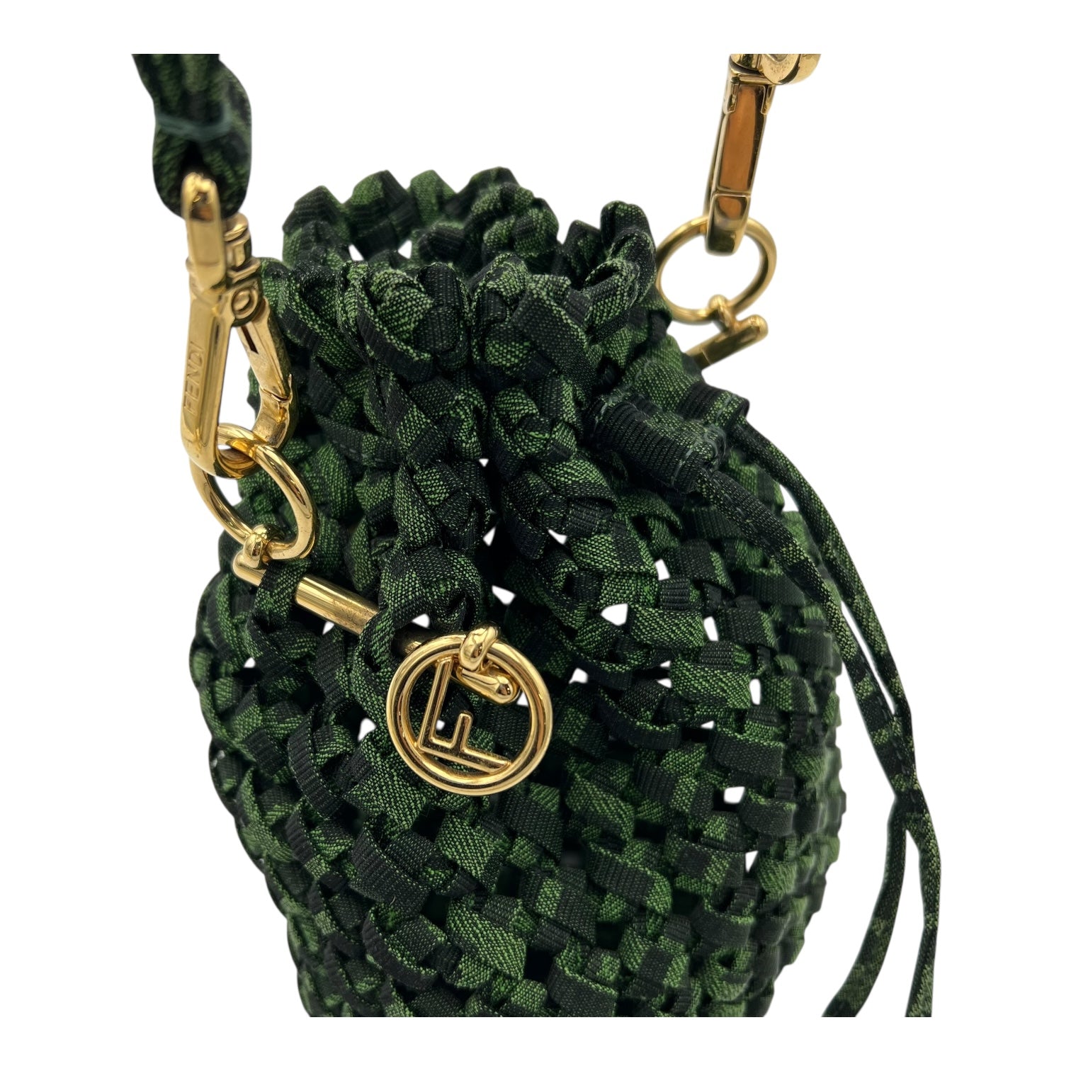 Mon Tresor Crossbody Bag Green in Canvas, Gold hardware - Image 8