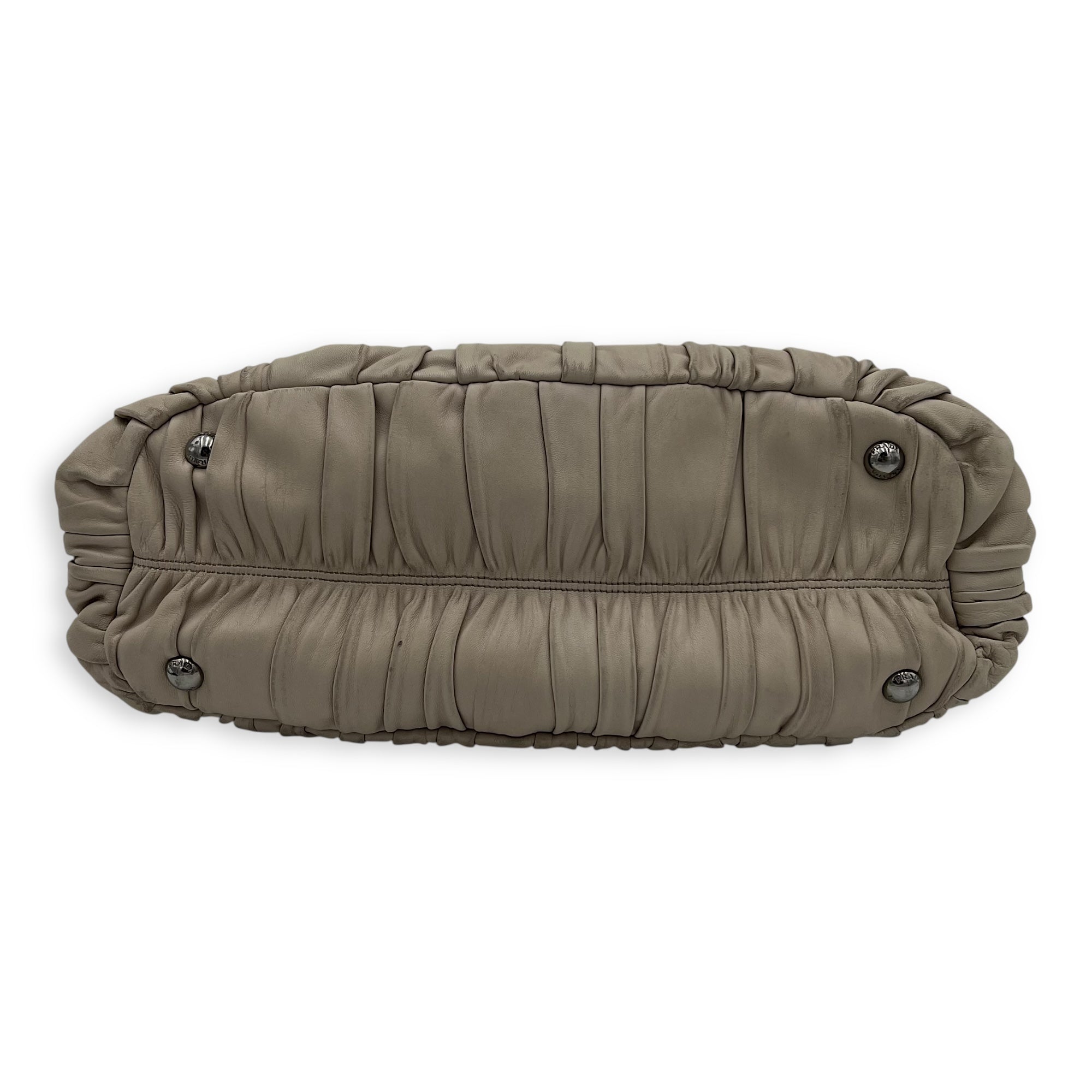 Gaufre White Top Handle Bag in Lambskin, Silver hardware - Image 6