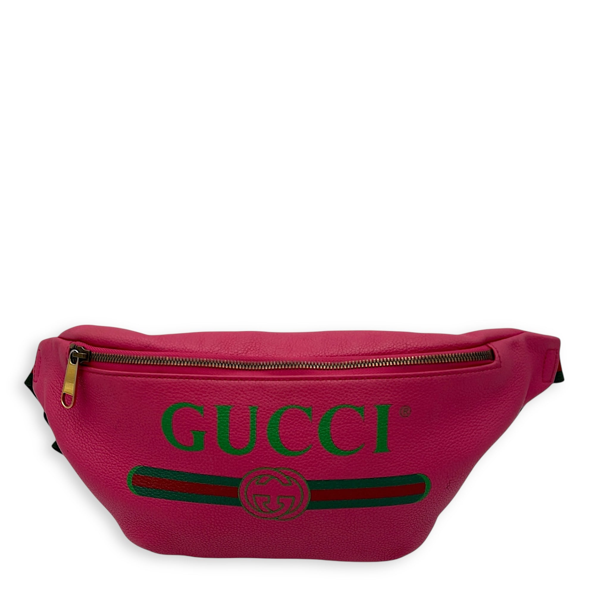 Logo Belt Bag Pink in Calfskin, Silver hardware