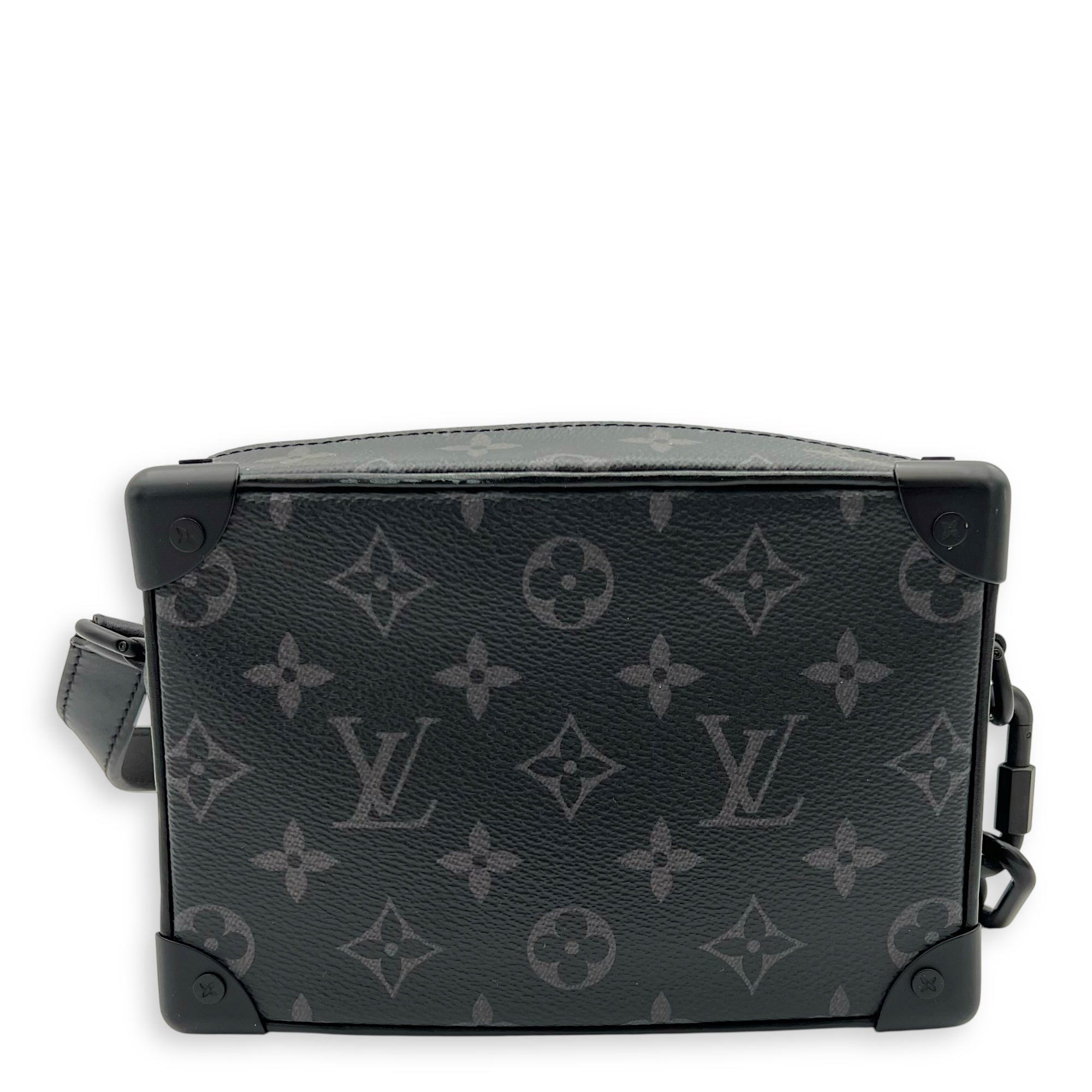 Soft Trunk Crossbody Bag Black in Monogram Coated Canvas, Lacquered Metal hardware - Image 3