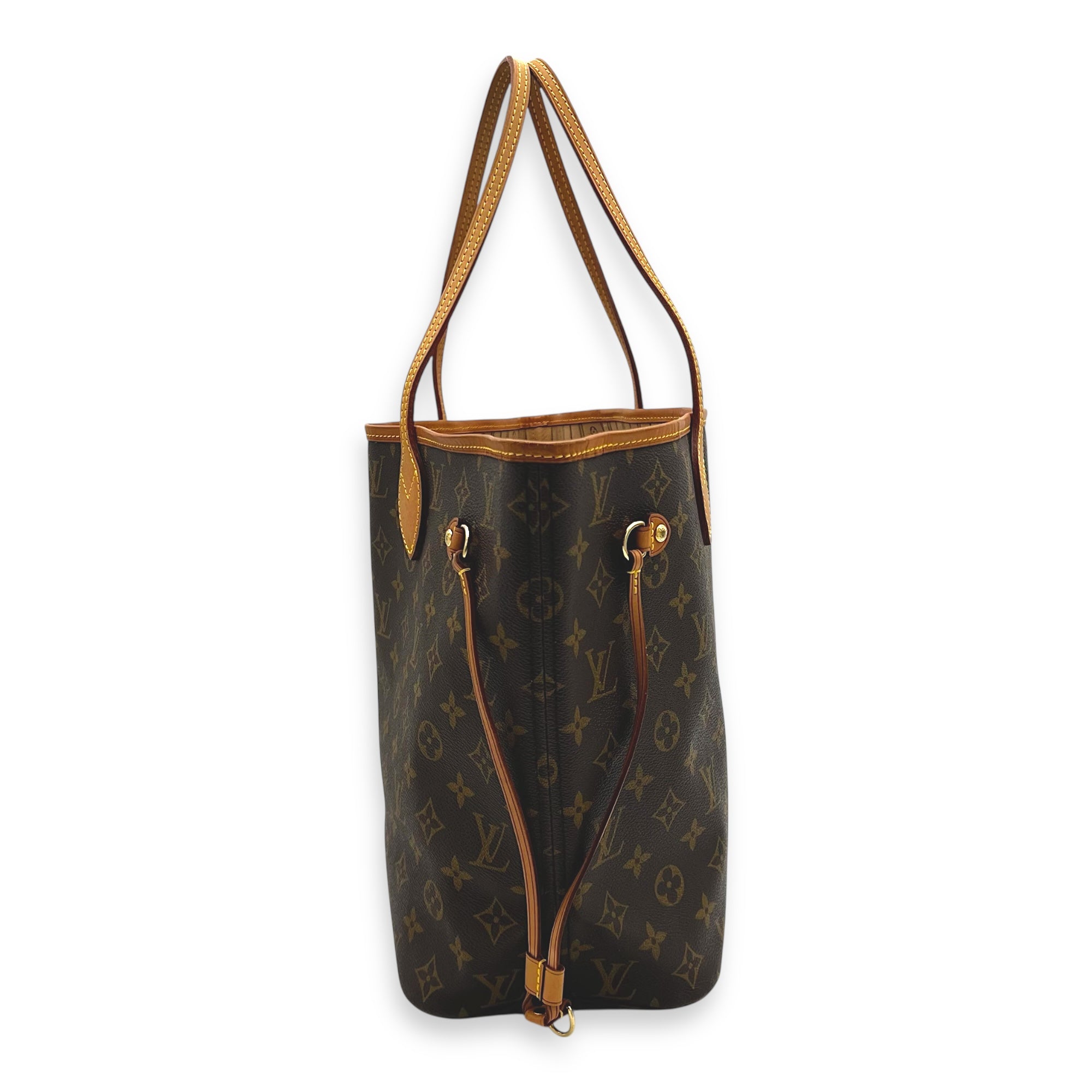 Neverfull MM Brown Tote Bag in Monogram Coated Canvas, Gold hardware - Image 4