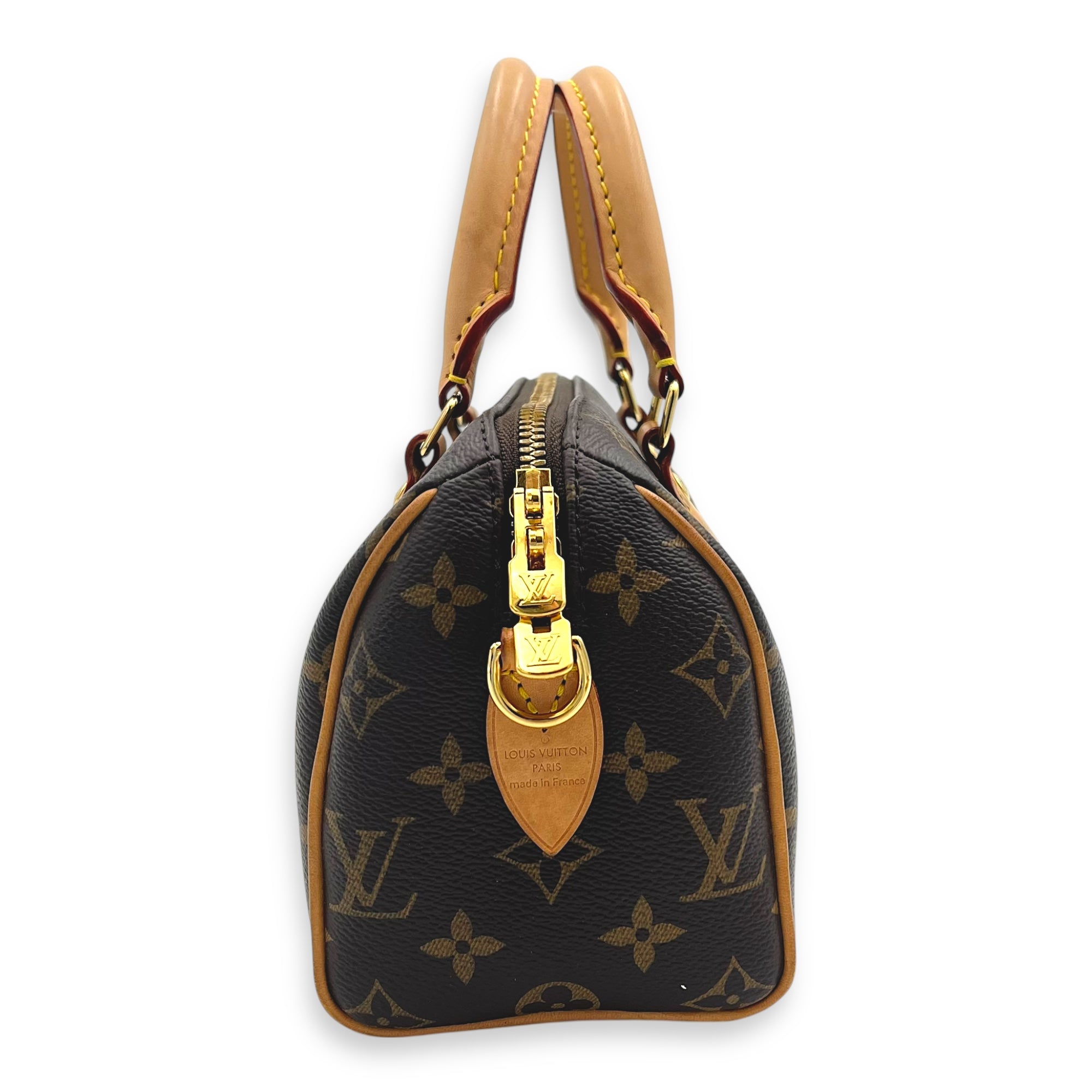 Speedy Top Handle Bag 20 Brown in Monogram Coated Canvas, Gold hardware - Image 5