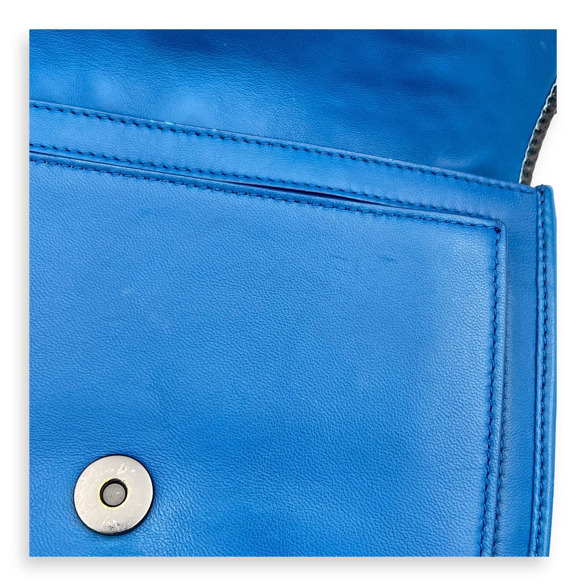Intrecciato Blue Shoulder Bag in Lambskin and Lizard, Ruthenium hardware - Image 13