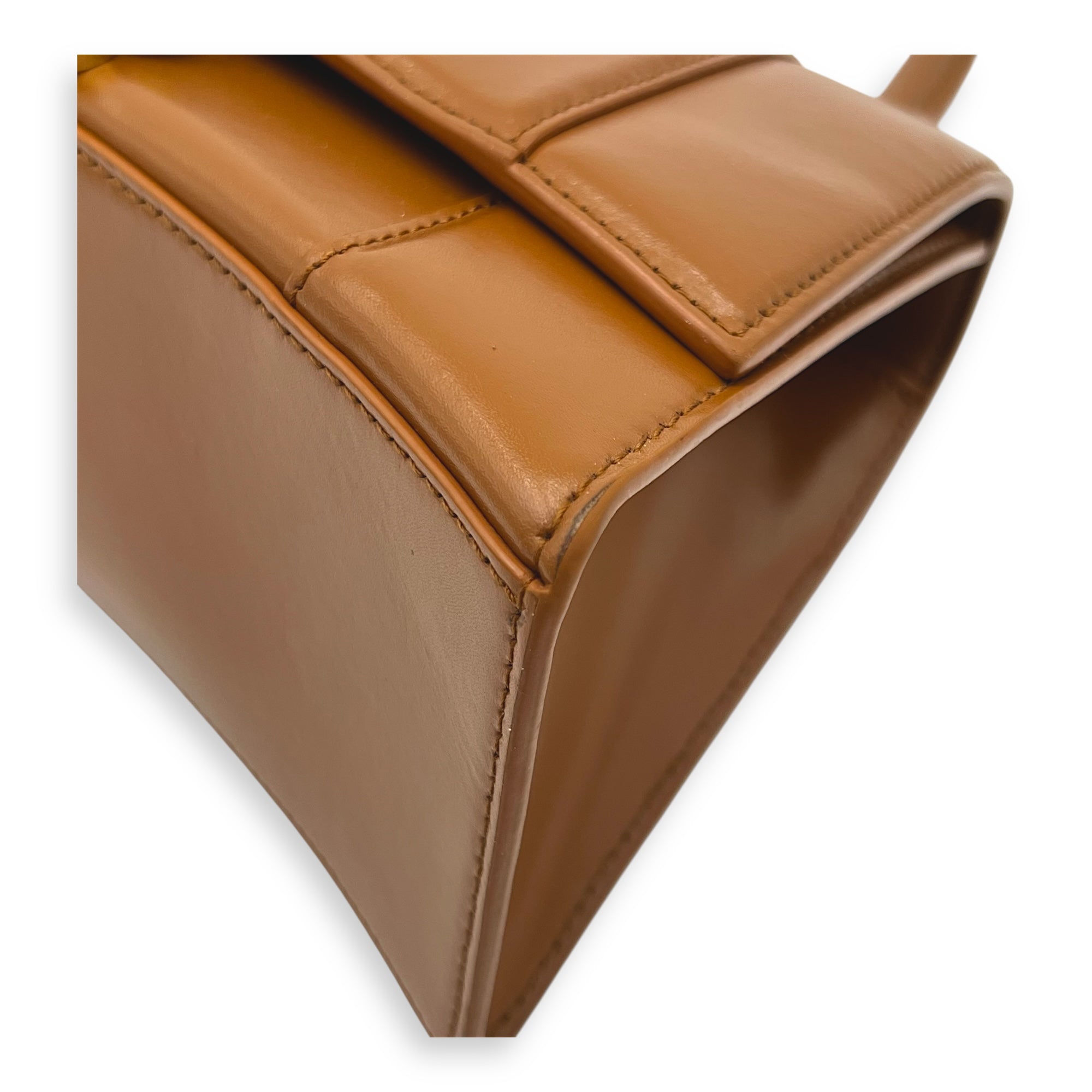 Hourglass Top Handle Bag Small Brown in Calfskin, Gold hardware - Image 10