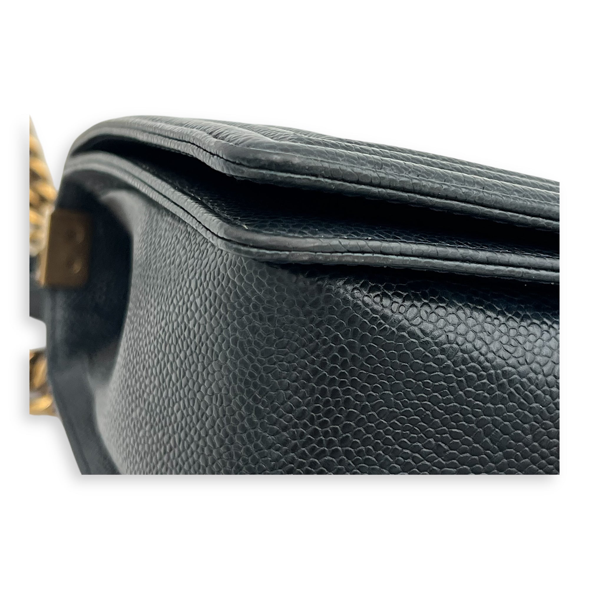 Boy Shoulder Bag Medium Blue in Caviar Leather, Gold hardware - Image 9