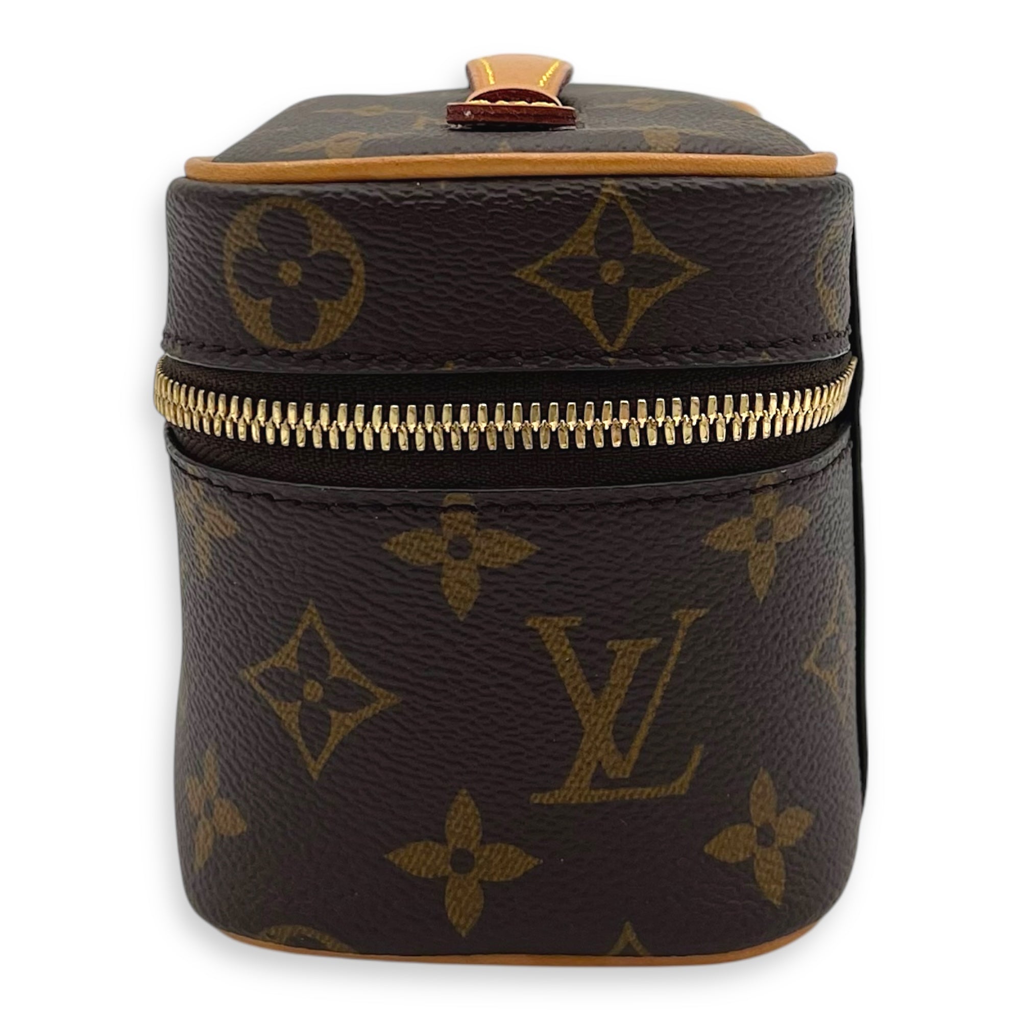Nice Top Handle Bag Nano Brown in Monogram Coated Canvas, Gold hardware - Image 5