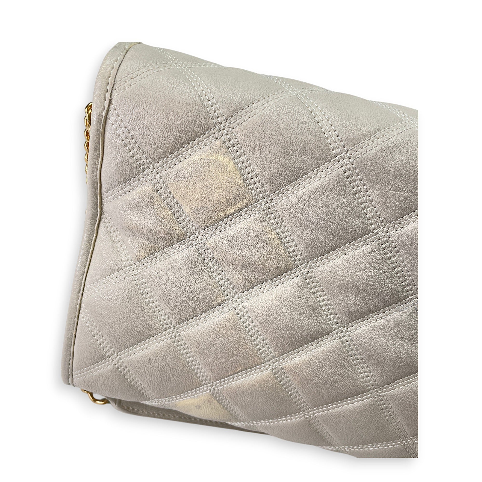 Becky Cream Shoulder Bag in Calfskin, Gold hardware - Image 14