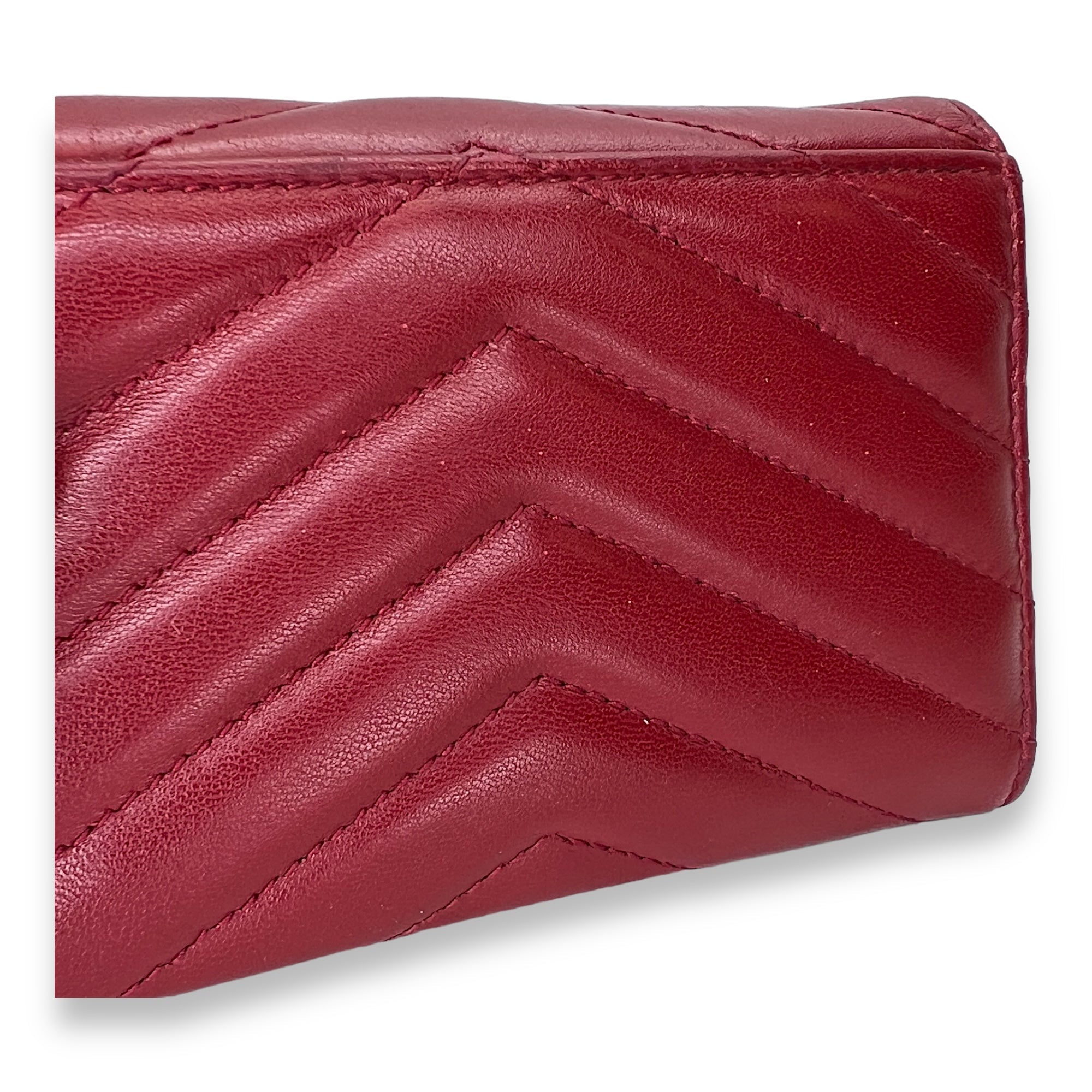 Cassandre Red Wallet in Lambskin, Gold hardware - Image 10