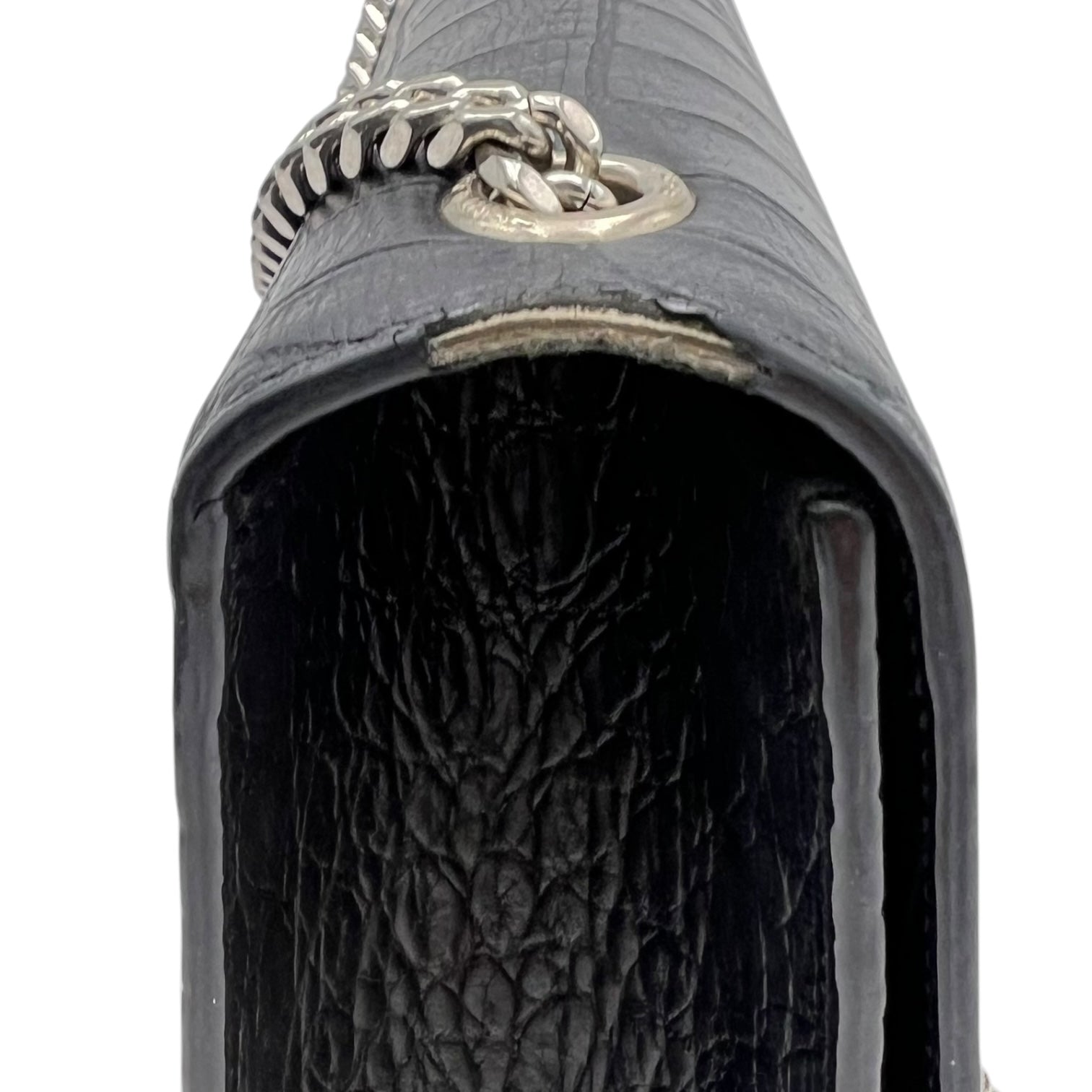 Kate Crossbody Bag Black in Crocodile Embossed Calfskin, Silver hardware - Image 8