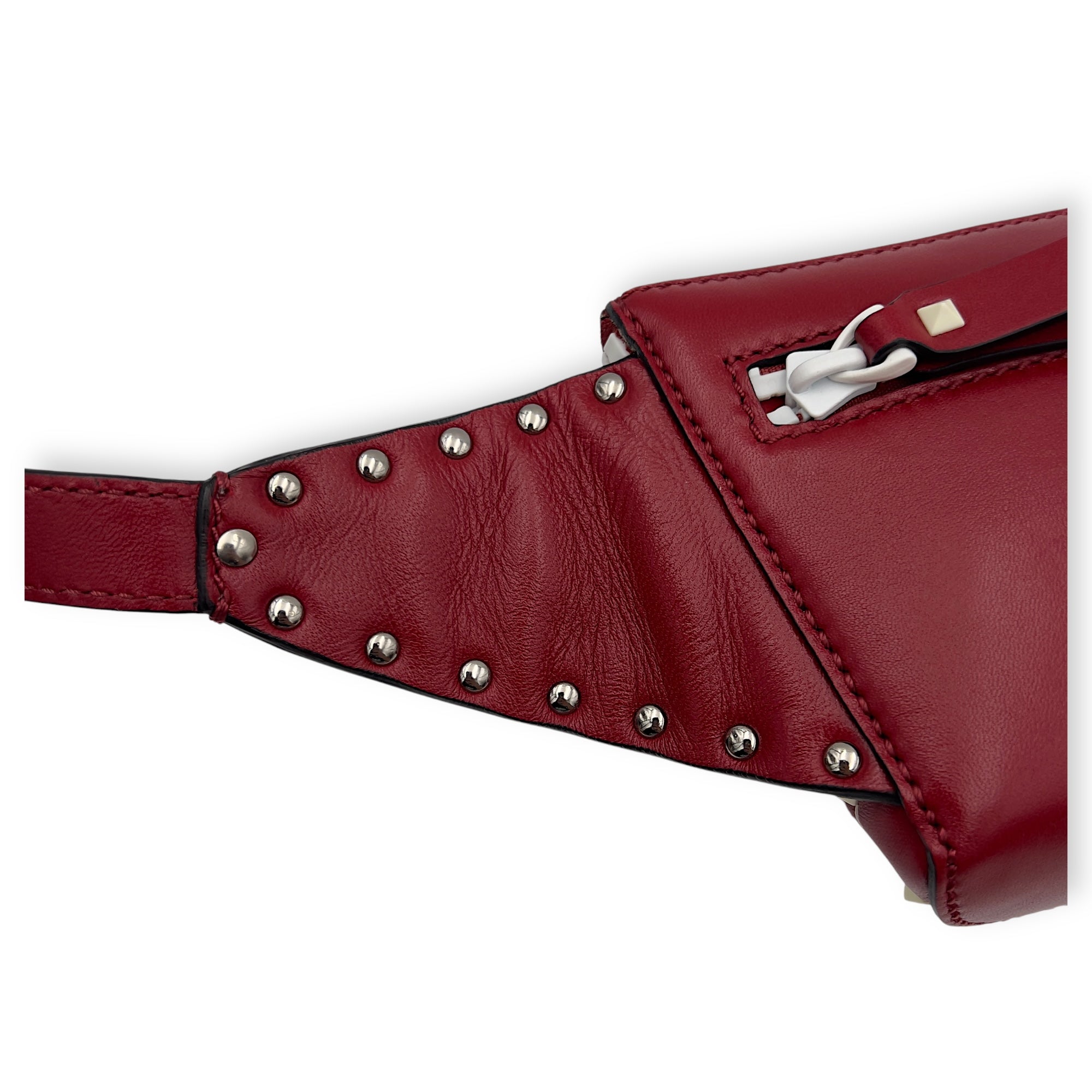 Rockstud Belt Bag Red in Calfskin, Lacquered Metal hardware - Image 14