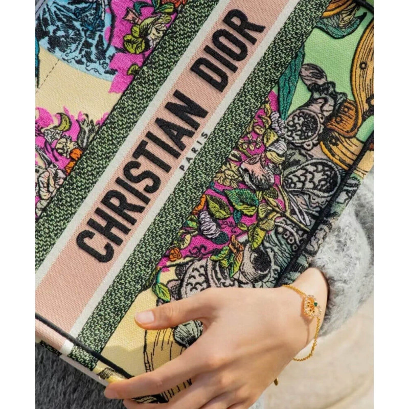 'Christia Christian Dior Small Book Tote Multicolor Cœur EN Fleurs Embroidery - Image 3