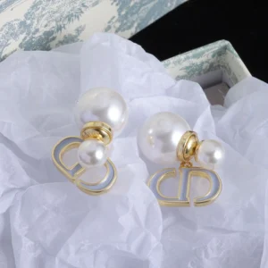 Comfortable 7066 Dior Tribales Earrings Metal, Pearls and Lacquer Gold White