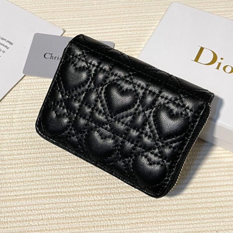 Dior Flap Zipper Card Holder Cannage Lambskin Black Comfortable 6586 - Image 3