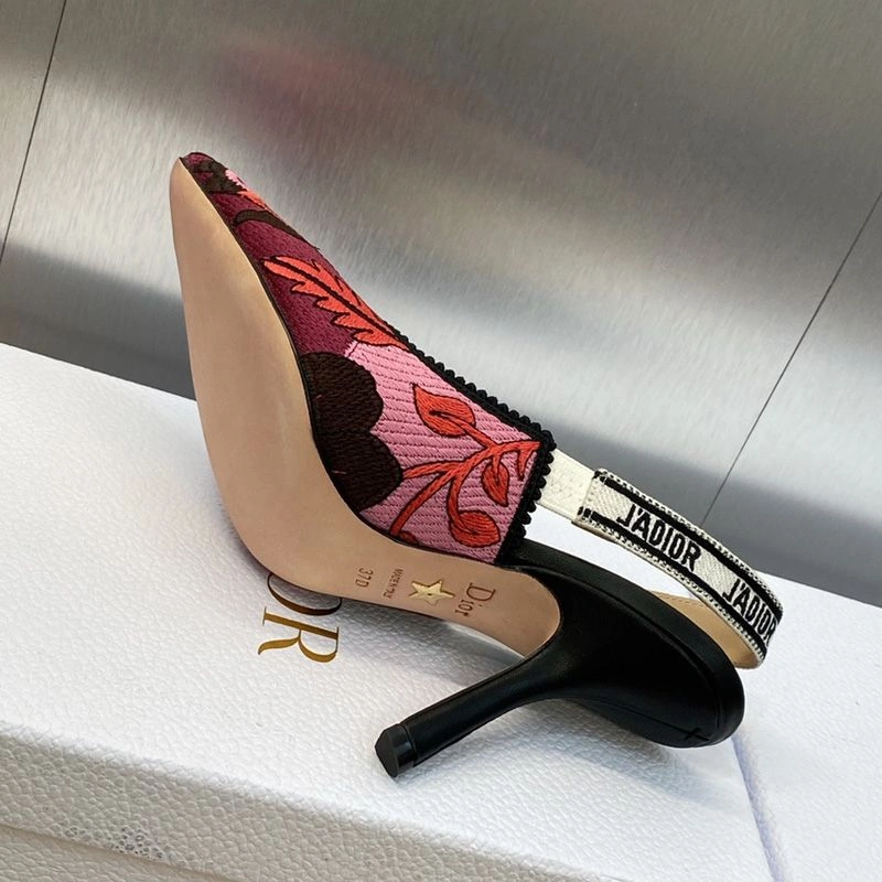Trendy 1539 J'Adior Slingback Pumps Women Jardin Indien Motif Canvas Red - Image 3