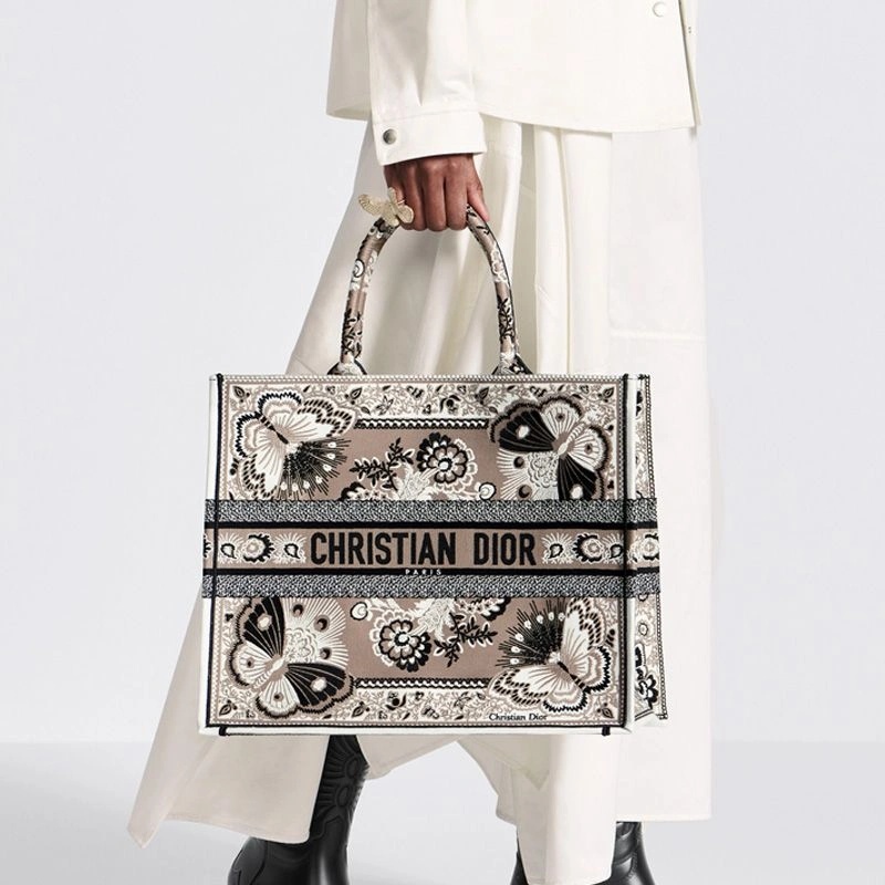 Dior Book Tote Butterfly Bandana Motif Canvas Beige - Image 5