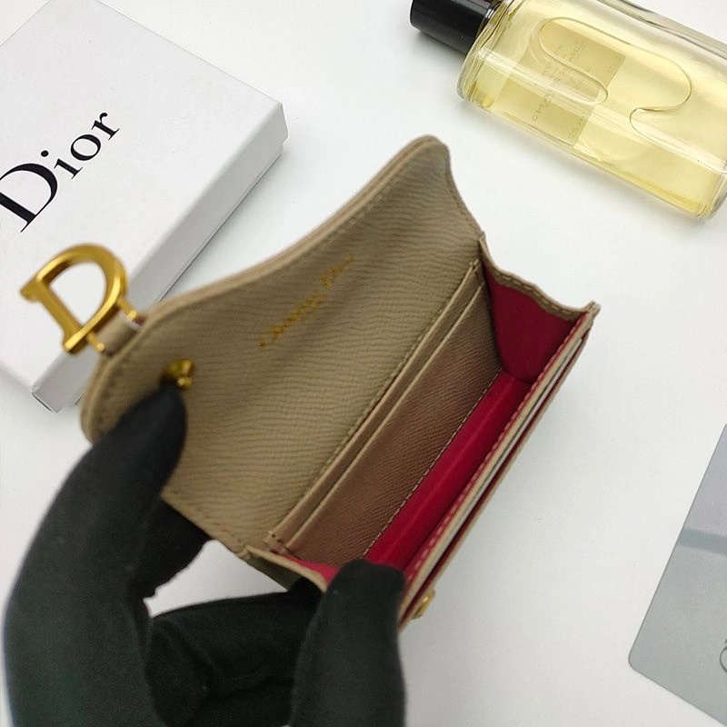 Dior Saddle Flap Card Holder Grained Calfskin Khaki - Image 5